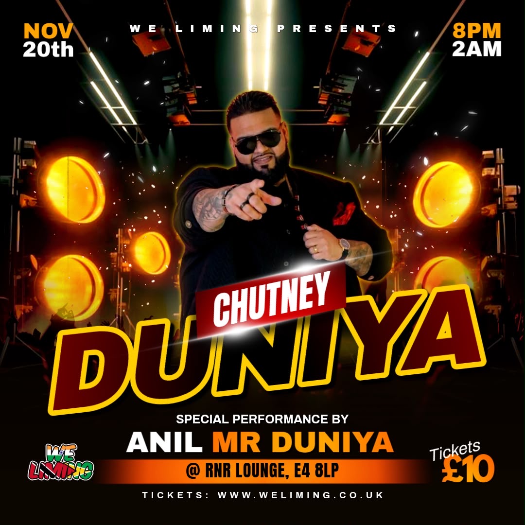 Chutney Duniya — Anil Mr. Duniya live at RNR Lounge, London, Nov 20th